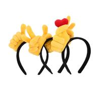 FONDOTIN 3pcs Creative Hand Gesture Hairbands Soft Stuffed Finger Gesture Head Boppers with Thumb Up Victory Heart Signs for Adults Funny Photo Props Party Accessories
