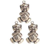 FONDOTIN 3pcs Creative Vintage Brass Pig Charm Miniature Animal Sculptures for Desktop Home Decor Keychain Pendant Hanging Ornaments Lucky Zodiac Pig Accessories