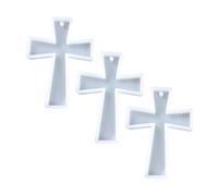 FONDOTIN 3pcs DIY Cross Silicone Molds for Epoxy Resin Keychain Pendant Making, Flexible White Silicone Craft Molds for Resin Casting in Jewelry and DIY Crafts