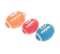 FONDOTIN 3pcs Dog Squeaky Rugby Ball Interactive Latex Dog Bite Resistant Durable Engaging Playtime to Keep Pets Active and Happy Random Color