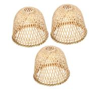FONDOTIN 3pcs Handcrafted Vintage Bamboo Lamp Shades Soft Diffused Lighting Round Table Lamp Covers for Home Decor Farmhouse Hallway Tea House