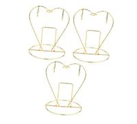 FONDOTIN 3pcs Heart Shaped Coffee Mug Holder Cup Stand Rack with Drain Design Space Saving Countertop Organizer for Kitchen Tea Cups and Coffee Mugs Golden Finish