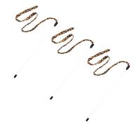 FONDOTIN 3Pcs Interactive Cat Teaser Wand with Leopard Ribbon and Bell Bite-resistant Cat Stimulates Curiosity and Exercise