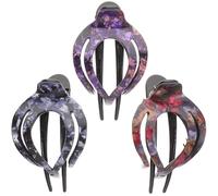 FONDOTIN 3pcs Large Heart-shaped Duckbill Hair Claw Clips Non-slip Hair Clamp Holders for Women Stylish Ponytail Accessories in Grey Blue Red Purple for Thick and Thin