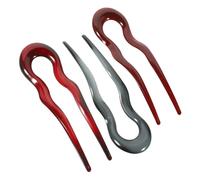 FONDOTIN 3pcs Large U-shaped French Hair Pins Set Vintage Spot Pattern Hair Sticks for Women Accessories for Buns and Long Styling Including Burgundy and Grey Blue Colors