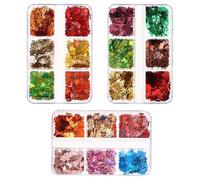 FONDOTIN 3PCS Maple Leaf Nail Sequins Set Fall Nail Charms Thanksgiving Manicure DIY Decorations for Women