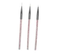 FONDOTIN 3Pcs Nail Art Line Drawing Brushes for Manicure DIY Premium Nylon Wool Pens with Tips for Precise Flower and Line Design Professional Salon Nail Art Supply