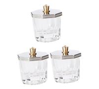 FONDOTIN 3Pcs Octagonal Acrylic Nail Liquid Cups with Stainless Steel Lids for Mixing Nail Powder and Glitter Wide-mouth Crystal Glass Dappen Dish for Art Storage and Salon Use