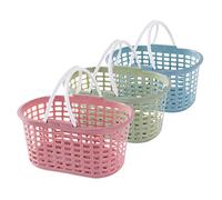FONDOTIN 3Pcs Plastic Bathroom Shower Baskets with Handles Portable Organizer for Bath Accessories Toiletries Storage and Cleaning Supplies Multi Color for Home and Dorm Use