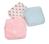 FONDOTIN 3pcs Portable Sanitary Napkin Storage Bag Reusable Cloth Menstrual Period Pouch with Cute Green Cactus Pink Leaf Patterns Washable Feminine Hygiene Organizer for Women The Go