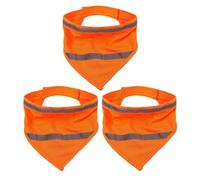 FONDOTIN 3pcs Reflective Dog Bandanas Orange Lightweight Triangle Pet Scarves for Small Dogs and Large Cats High Visibility Safety Dark Night Walking Camping