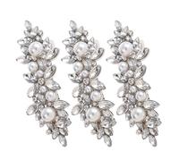 FONDOTIN 3pcs Rhinestone Hair Clips Thick Hair Barrettes Metal Alloy Crystal Pearl Bridal Hairpins Vintage Flower for Women Wedding Party Prom