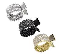 FONDOTIN 3Pcs Rhinestone Metal Hair Claw Clips for Women High Ponytail Holders for Thick Long Hair Stylish Black Silver Gold
