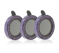 FONDOTIN 3pcs Scratch-resistant Tempered Glass Lens Protector for Pro Pro Camera Lens Film with Shiny Rhinestone Design Dustproof and Anti-fall Phone Accessory