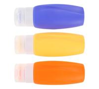 FONDOTIN 3pcs Silicone Travel Bottles Refillable Squeeze Toiletry Containers with Design for Shampoo Conditioner Lotion Portable Cosmetic Dispensers with Storage Bag for Outdoor Trips