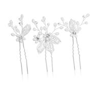 FONDOTIN 3pcs Silver Pearl Flower Hair Fork Pins Elegant Wedding Hair Accessories for Brides Bridesmaids Versatile Designs for Formal Events