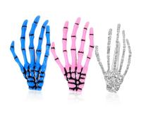FONDOTIN 3Pcs Skeleton Claw Hair Clips for Halloween Skull Hand Bone Barrettes Creative Design for Parties Costumes Easy to Wear for Women