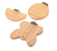 FONDOTIN 3pcs Small Animal Wooden Pet Cage Platforms for Hamsters Parrots Guinea Pigs Climbing and Chewing Playboards with Cat Head Round and Semi Shapes for Enrichment and Exercise