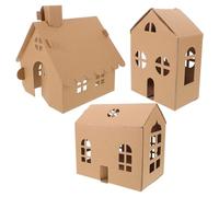 FONDOTIN 3pcs Small House House Model for DIY Beginner Miniature Kit Making Kit Chocolate