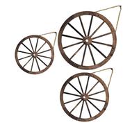 FONDOTIN 3Pcs Vintage Wooden Wagon Wheel Wall Decor Rustic Poplar Wood Hanging Pendant for Living and Bar Sturdy Farmhouse Style Indoor Decoration