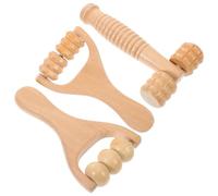 FONDOTIN 3Pcs Wooden Massage Roller Set for Feet, Legs, Back and Neck - Handheld Foot Massager Roller with Therapy Beads and Square Ball - Body Relaxation Tool for Muscle Relief