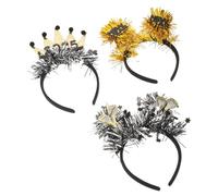 FONDOTIN 3pcs Year Headband Sparkly Stars and Crowns Hair Accessories for Parties Festivals Holidays Eye-catching Sequins Hairbands for Years Eve Celebrations