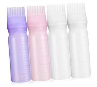 FONDOTIN 4 Pcs Hair Dye Applicator Bottles with Root Comb Graduated Scale for Easy Squeezing for Hair Coloring and Care Multi Purpose