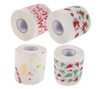 FONDOTIN 4 Rolls Christmas Theme Roll Paper Xmas Bathroom Decorations Funny Cute Holiday Stocking Sing Color Merry Material Festive Toilet Paper Decor