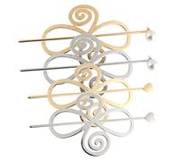 FONDOTIN 4 Sets Vintage Hair Stick Clips Elegant Bun Holders for Thick Hair Smooth Edges Charming Design for Ponytails and Messy Buns for Women