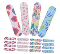 FONDOTIN 40pcs Double-Sided Mini Nail Buffers Sponge Files Colorful Nail Art Sponges for Manicure Pedicure DIY Home Use with Butterfly Tulip Heart Leaf Patterns