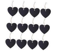 FONDOTIN 40pcs Heart Shape Wooden Chalkboard Tags with Rope Double-Sided Blank Hanging Price Labels for Jewelry Crafts DIY Decorations Tags and Home Organization