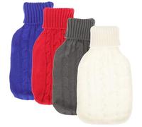FONDOTIN 4Pcs 2000Ml Hot Water Bottle Knitting Covers Set, Cotton Thread Knitted Pouch Replacement, Soft Detachable Sleeve for Winter Hand Warmers, Multi-Color Knit Covers for Home and