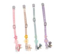 FONDOTIN 4pcs Adjustable Cat Bow Tie Collars with Elegant Lace Embroidery Lightweight and Breakaway Neckwear for Cats and Dogs in Violet Mint Pink and Yellow