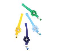 FONDOTIN 4pcs Adjustable PET Flower Collar Cat Collar Dog Bell Decorative Bow Tie Party Favor Breakaway Buckle Kitten Puppy Bunny Necklace Ornament PVC Material for Small Animal Accessory