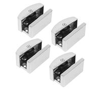 FONDOTIN 4pcs Adjustable Shower Door Guide Track with Wear Rubber Block and Roller for Glass Doors Thickness Rust Resistant Bottom Guide