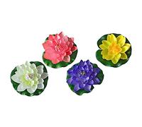 FONDOTIN 4pcs Artificial Water Lilies Floating Ornament Floating Lotus for Fish Tank Water Lily Decor Decoration Simulated Lotus Flowers Pool Decorative Props