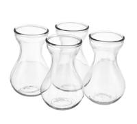 FONDOTIN 4pcs Clear Glass Hyacinth Vases Small Bud Containers for Hydroponic Growing Desktop Flower Holders for Office Home Wedding and Restaurant Decoration