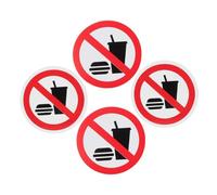 FONDOTIN 4pcs Clear No Food Drink Warning Stickers with Strong Adhesive Easy-install Safety Labels for Office Warehouse Kitchen Highly Visible Communication Signs for Workplace Compliance
