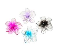FONDOTIN 4pcs Colorful Plumeria Flower Hair Claw Clips Plastic Resin Non-slip Strong Grip Hair Accessories for Women Teen Suitable for Thick and Thin Summer Beach
