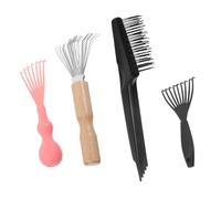 FONDOTIN 4pcs Comb Cleaning Brush Wooden Handle Hair Removal Cleaner Tool Portable Dust Remover for Home and Salon Use