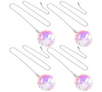FONDOTIN 4Pcs Decorative Crystal Ceiling Fan Pull Chains with 50Cm Beaded Cord Extensions Unique Purple Floral Pendant Fan Pull Cord Decorations and Light Fixtures