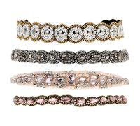 FONDOTIN 4pcs Elegant Women Headbands Rhinestone Headband Beaded for Girls Wedding Hair Accessories