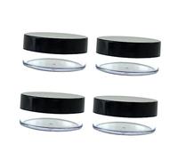 FONDOTIN 4pcs Empty Powder Puff Case with Black Lids Portable Plastic Loose Powder Container for Makeup Storage Travel Cosmetic Organizer Screw Compact Holder and Art Supplies