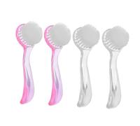 FONDOTIN 4pcs Fingernail Cleaning Brushes with Ergonomic Handle Grip Soft Bristles Nail Scrubbing Brush for Hand and Foot Manicure Pedicure Cleaning Includes Pink and Transparent Colors