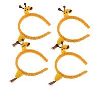 FONDOTIN 4pcs Giraffe Headband for Face Washing Cute Plush Giraffes Spa Headband Animal Cartoon Hair Hoop for Festival Party Adult for Skincare Makeup