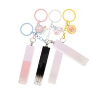 FONDOTIN 4pcs Gradient Refillable Lip Gloss Tubes with Cartoon Keychain Lightweight Cosmetic Containers for DIY Lip Balm Solid Perfume and Makeup for Women