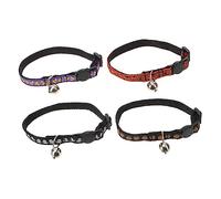 FONDOTIN 4PCS Halloween Cat Collar with Bell for Kitten Puppy Spiderweb Pumpkin Designs Lightweight Durable Pet Neck Chains for Festive Costume and Daily Wear