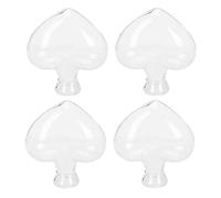 FONDOTIN 4Pcs Heart Shaped Hydroponics Plant Vases Transparent Glass Flower Bottles for Indoor Home Decoration Borosilicate Glass Containers Suitable for Tabletop Display