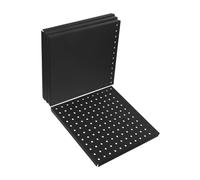FONDOTIN 4pcs Heavy Duty Black Metal Pegboard Panels Square for Garage Wall Storage Tool Holder Organizer Kitchen Office Space-Saving Utility Rack with Easy Installation