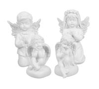 FONDOTIN 4pcs Mini Angel Figurines with Wings Small Cherub Sculptures for Home Office Desk Decor Intricately Crafted Cupid Statues for Living and Bedroom Unique Wing Design Compact for